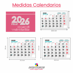 medidas de calendarios personalizados
