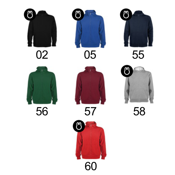 colores para sudaderas con cremallera