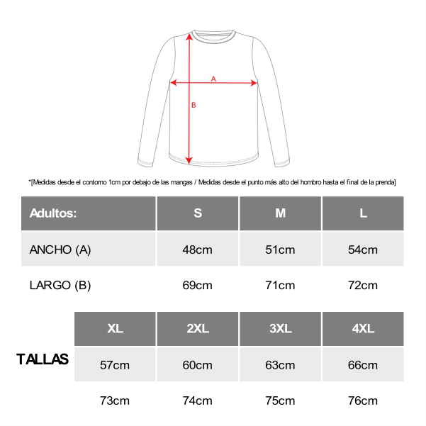tallas colores camisetas técnicas