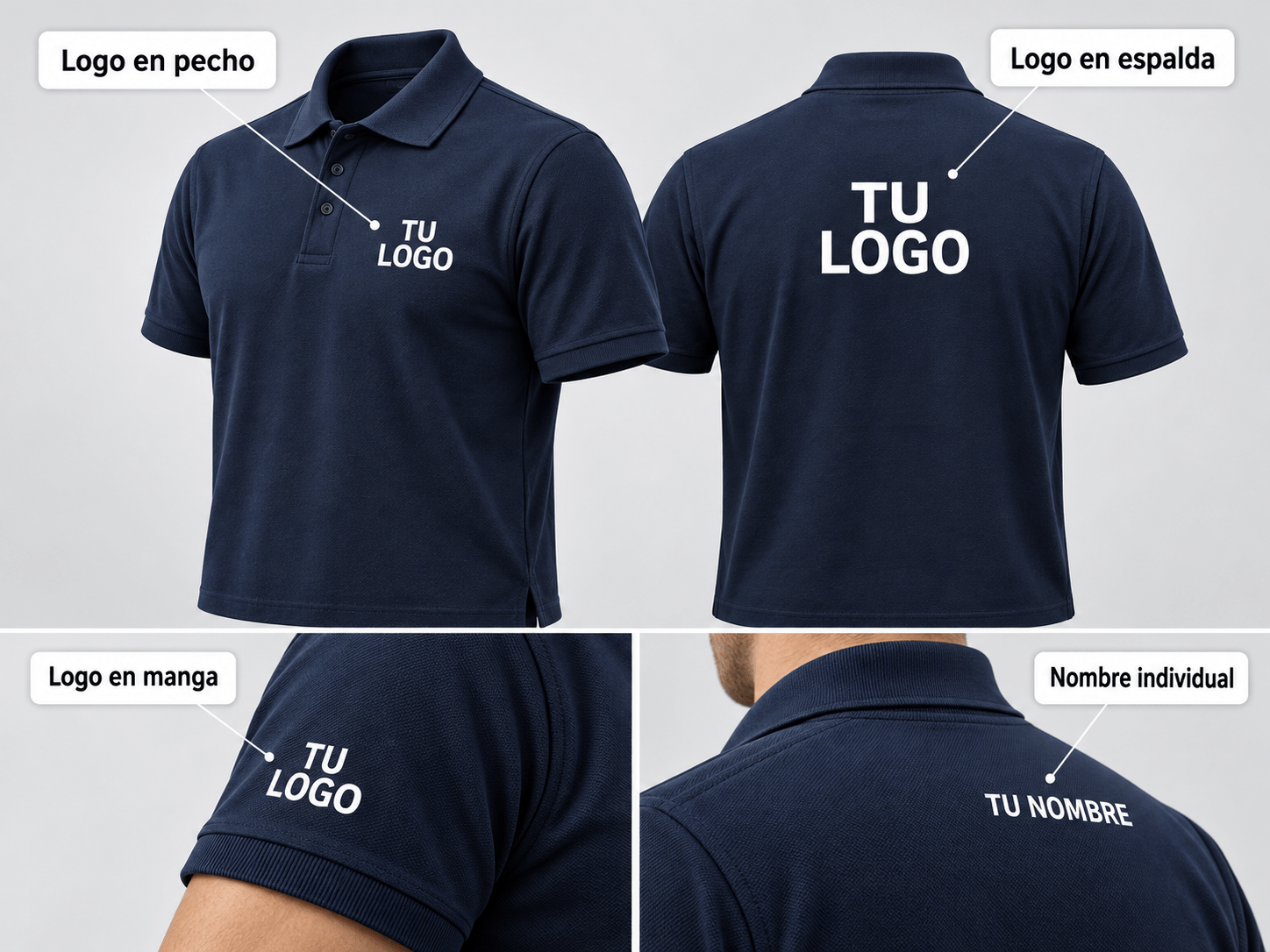 Ropa laboral personalizada con logo en pecho espalda y manga