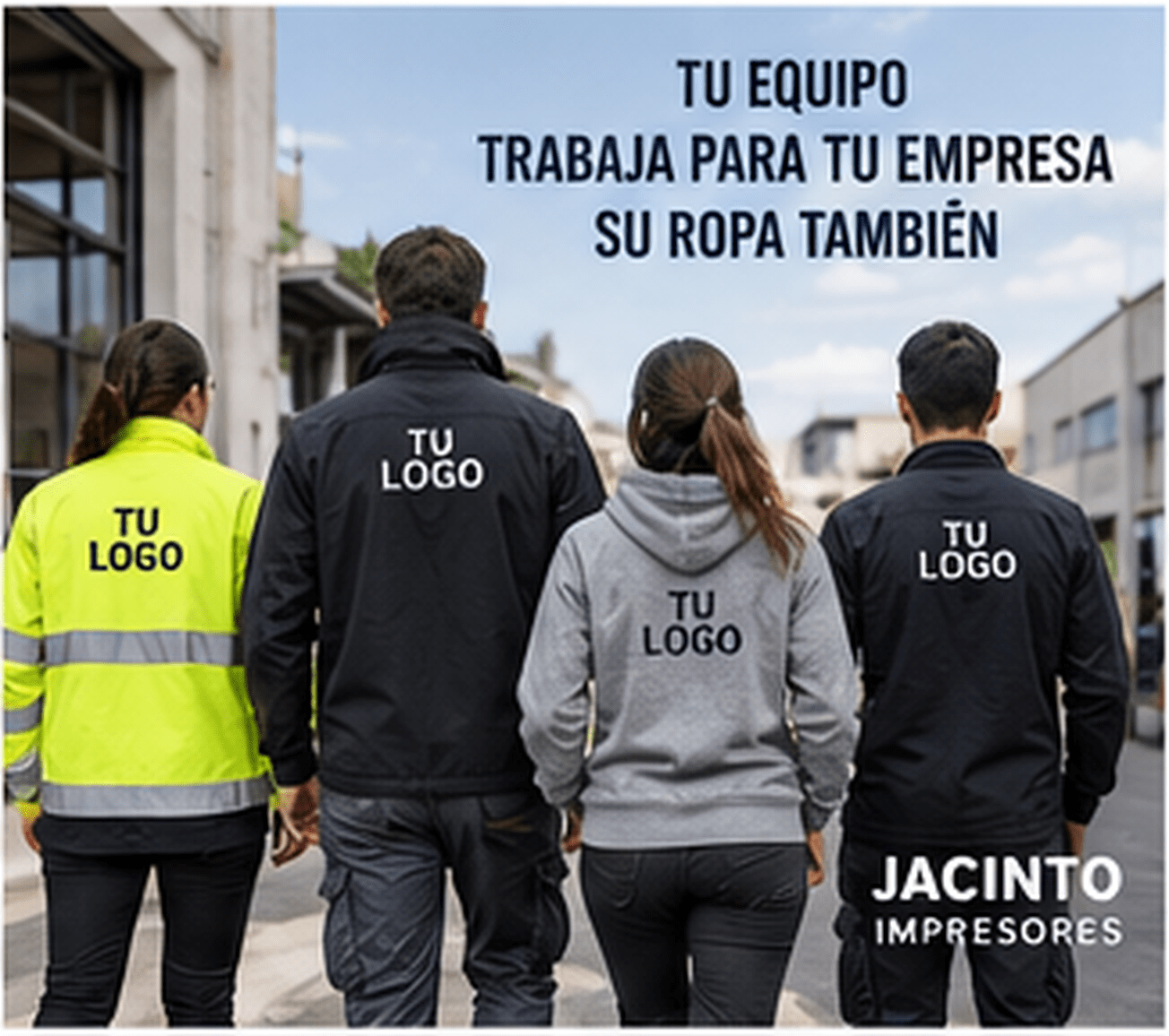 Equipo de trabajadores con ropa laboral personalizada