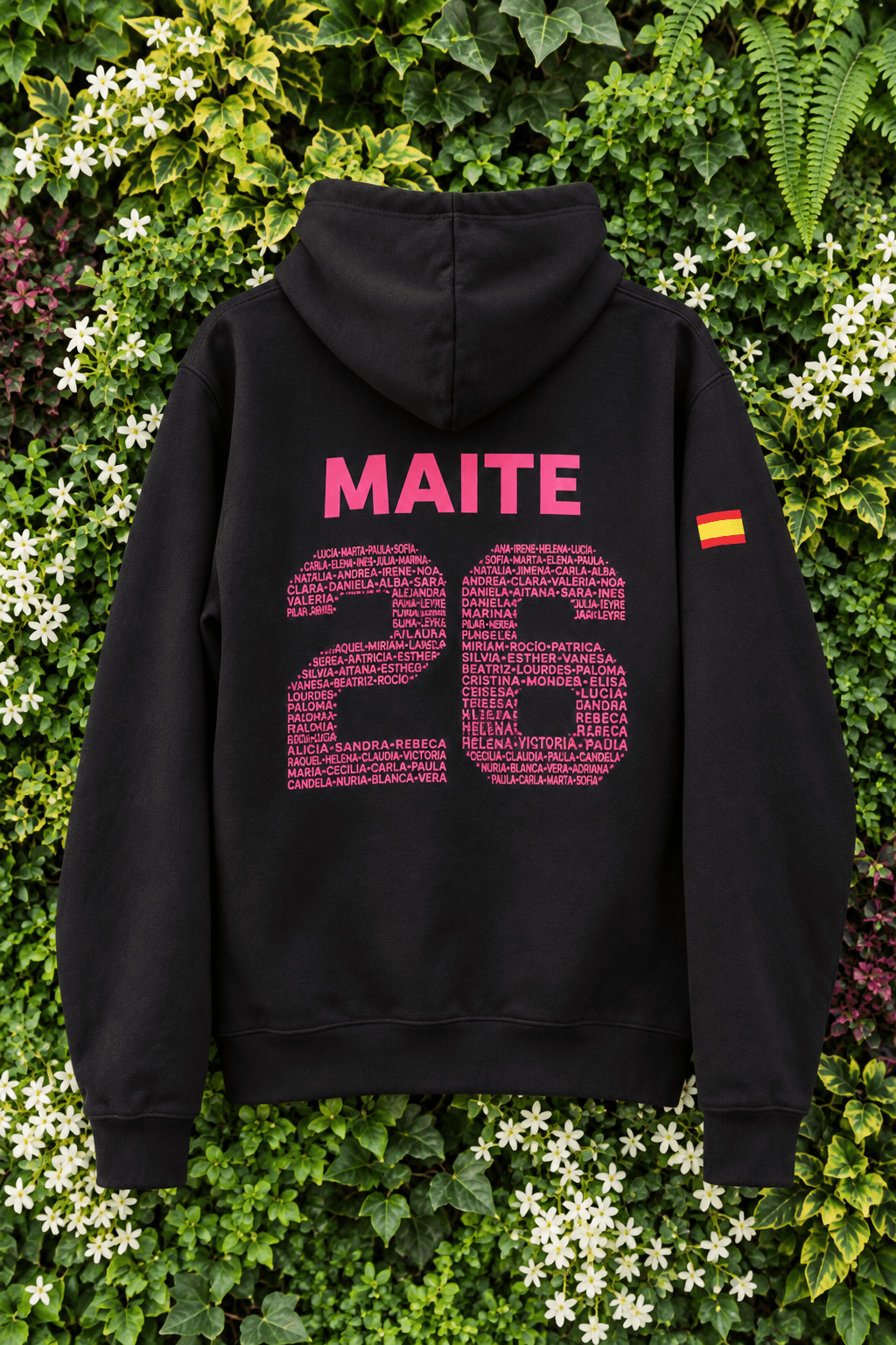 Sudadera personalizada con número 26 formado por nombres
